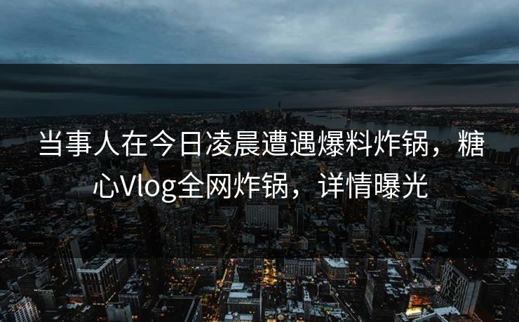 当事人在今日凌晨遭遇爆料炸锅，糖心Vlog全网炸锅，详情曝光